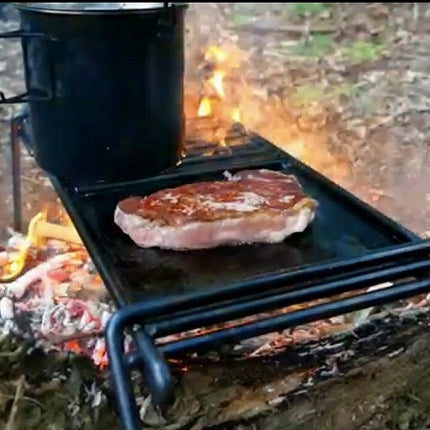 ブッシュクラフト グリル台40×20cm 鉄板/金網 ブリディシュ製