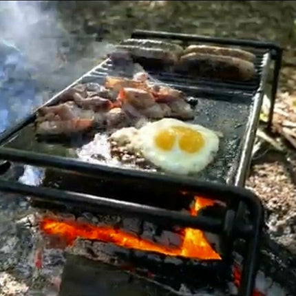 ブッシュクラフト グリル台40×20cm 鉄板/金網 ブリディシュ製