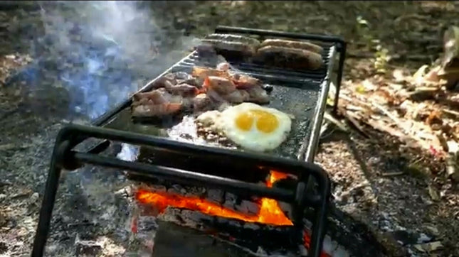 ブッシュクラフト グリル台40×20cm 鉄板/金網 ブリディシュ製