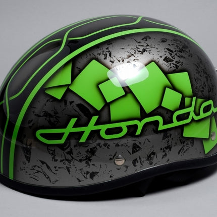 4miniダックテールヘルメットスクエア ガンメタ×グリーン