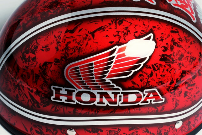 4miniダックテールヘルメットスクエア 神風 ラップ×レッド