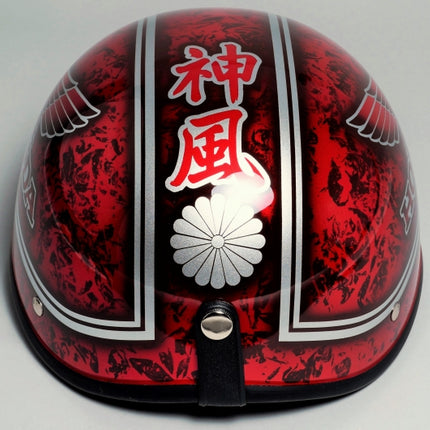 4miniダックテールヘルメットスクエア 神風 ラップ×レッド