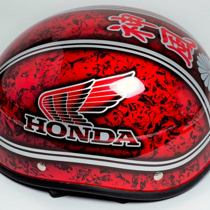 4miniダックテールヘルメットスクエア 神風 ラップ×レッド