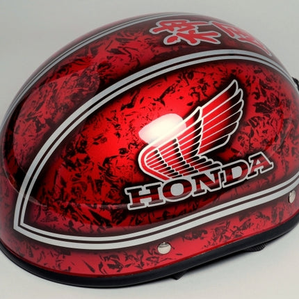 4miniダックテールヘルメットスクエア 神風 ラップ×レッド